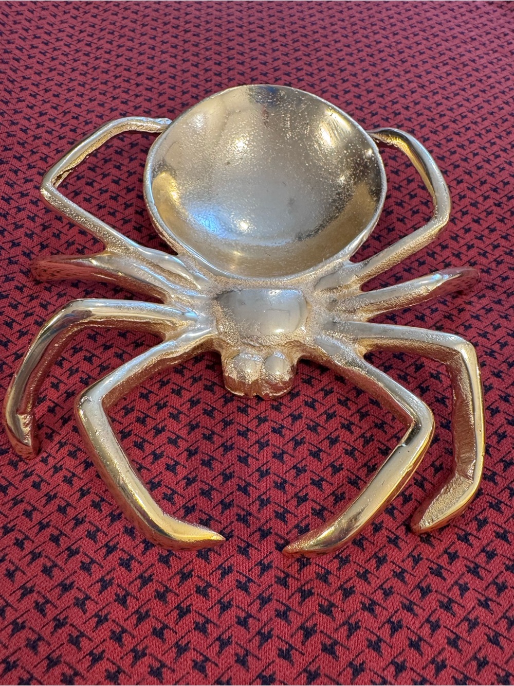 Gold Spider Trinket Dish Catchall Bowl Halloween Gothic Decor ~8-9”